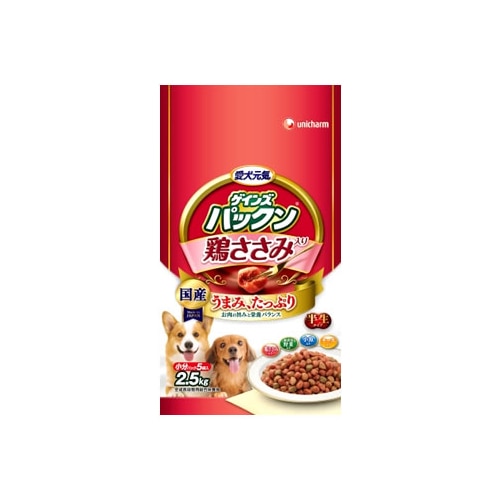 ユニチャーム　ペットケア　ゲインズ　パックン　鶏ささみ入り半生タイプ　【鶏ささみ・緑黄色野菜・小魚・チーズ入り】　(2.5kg)