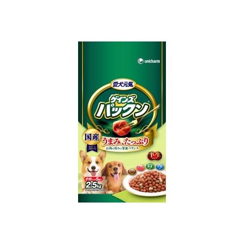 ユニチャーム　ペットケア　ゲインズ　パックン　お肉たっぷり半生タイプ　【ビーフ・ささみ・緑黄色野菜・小魚入り】　(2.5kg)