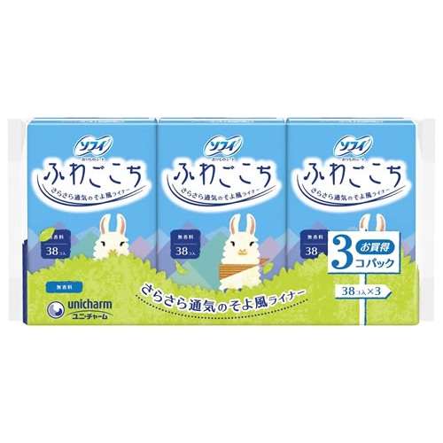 ユニチャーム ソフィ ふわごこち 無香料 14cm (38枚×3個) パンティライナー