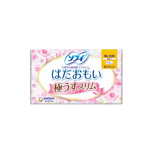 ユニチャーム ソフィ はだおもい 極うすスリム 軽い日用 17.5cm 羽なし (34コ入) 生理用ナプキン　【医薬部外品】