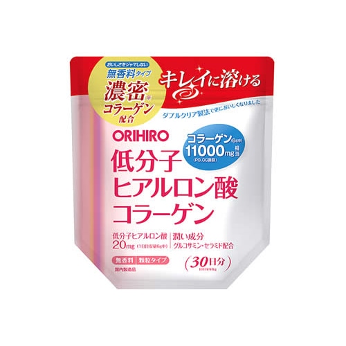 オリヒロ 低分子ヒアルロン酸コラーゲン 袋タイプ (180g) 無香料 顆粒タイプ ※軽減税率対象商品