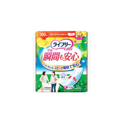 ユニチャーム　ライフリー　その瞬間も安心　300cc　34cm　(12枚)　尿ケアパッド　【医療費控除対象品】