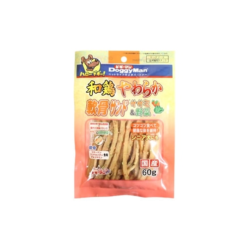 ドギーマンハヤシ 和鶏やわらか軟骨サンド ササミ&野菜 (60g)