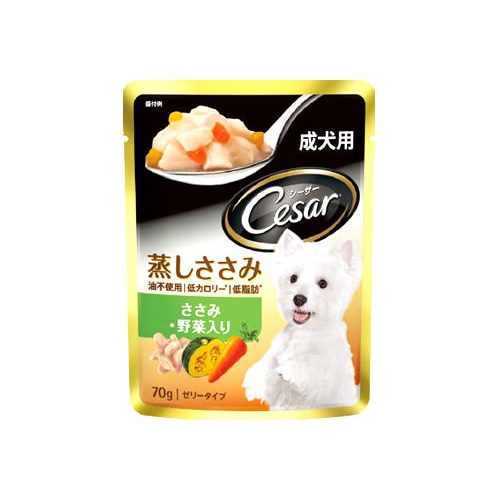 マースジャパン シーザー 蒸しささみ 成犬用 ゼリータイプ ささみ・野菜入り CEP2 (70g)