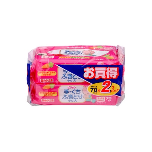 ピジョン　手・くち　ふきとりナップ　つめかえ用　(70枚入り×2コパック)　詰め替え用