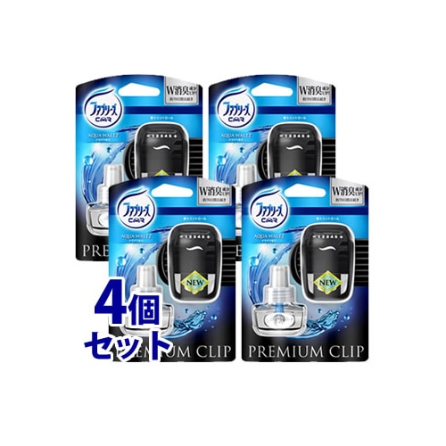 《セット販売》　P&G　ファブリーズ　プレミアムクリップ　アクアワルツ　本体　(7mL)×4個セット　クルマ用　車用消臭剤　【P&G】