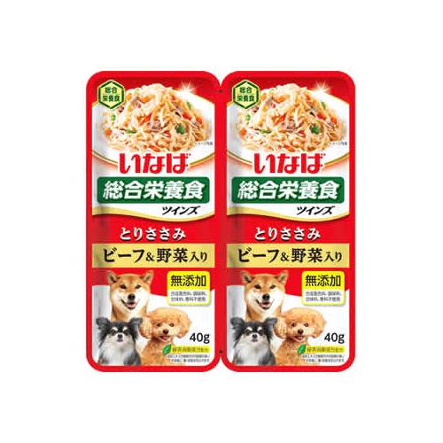 いなばペットフード ツインズ とりささみ&ビーフ野菜入り TW-01 (40g×2個) 総合栄養食 ドッグフード ウェット