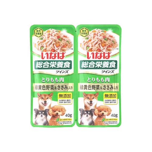 いなばペットフード ツインズ とりもも肉 緑黄色野菜&ささみ入り TW-03 (40g×2個) 総合栄養食 ドッグフード ウェット
