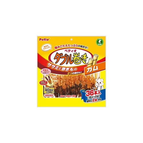 ヤマヒサ ペティオ ササミ+チキンガム MOGU砂ぎもハード ダブル巻き ガム (36本入) 全犬種 間食用