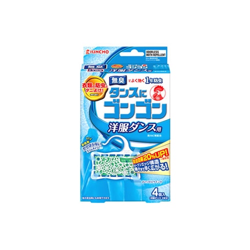金鳥 KINCHO キンチョウ タンスにゴンゴン 洋服ダンス用 1年防虫 無臭タイプ (4個入)