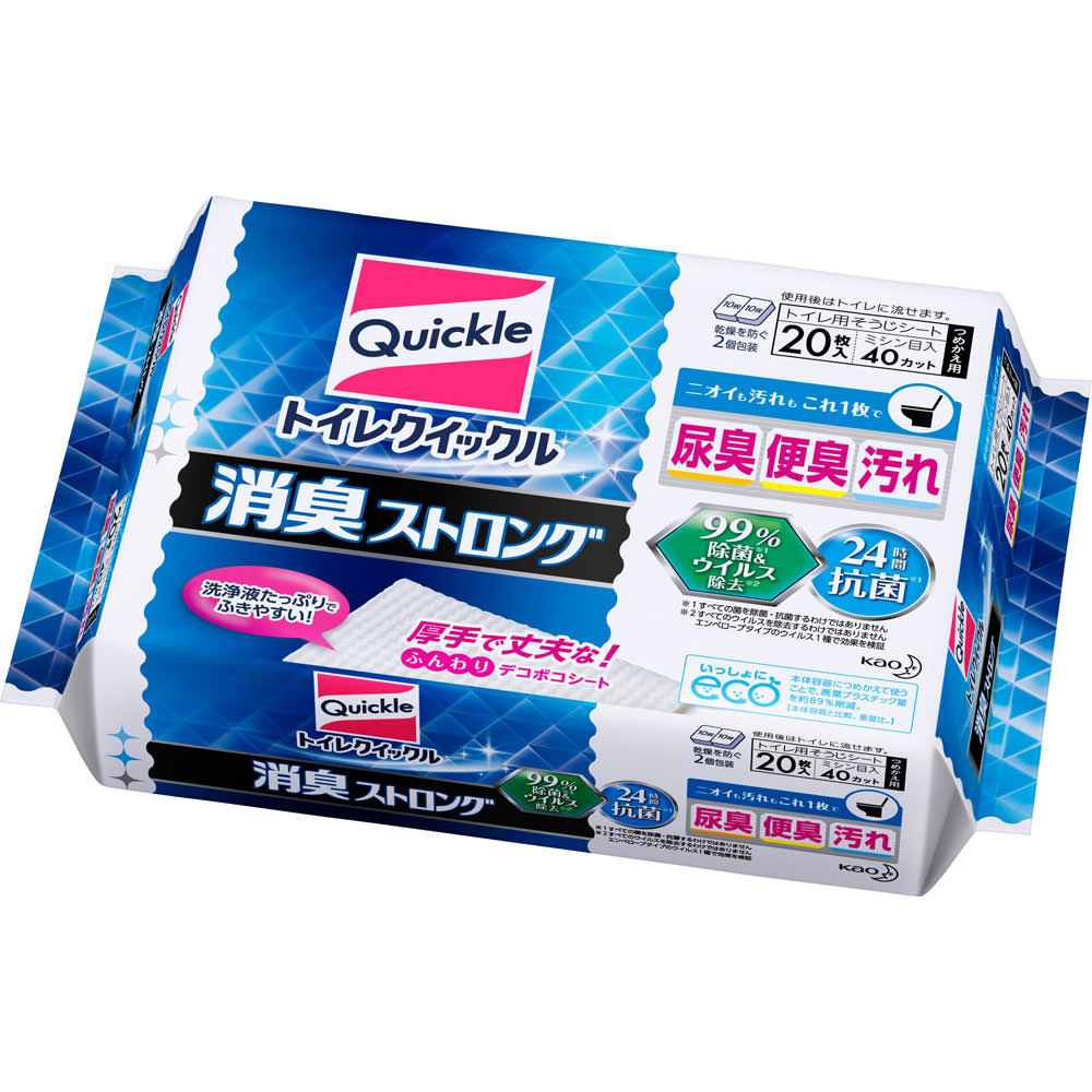 花王 トイレクイックル 消臭ストロング つめかえ用 (20枚入) 詰め替え用 トイレ用 シートタイプクリーナー