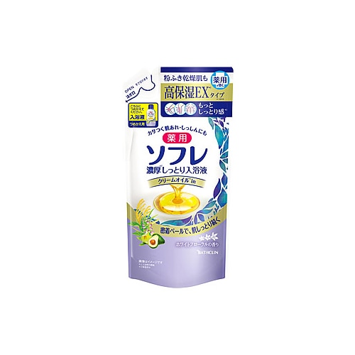 バスクリン 薬用ソフレ 濃厚しっとり入浴液 ホワイトフローラルの香り つめかえ用 (400mL) 詰め替え用 薬用入浴剤 【医薬部外品】