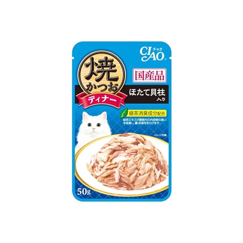 いなばペットフード CIAO チャオ 焼かつお ディナー ほたて貝柱入り (50g)