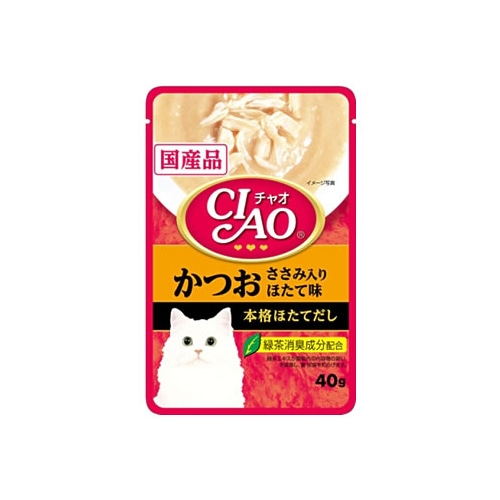 いなばペットフード CIAO チャオ パウチ かつお ささみ入り ほたて味 (40g)