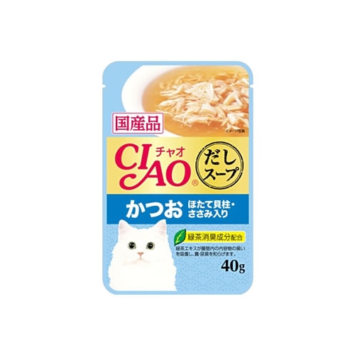いなばペットフード CIAO チャオ だしスープ パウチ かつお 帆立・ささみ (40g)
