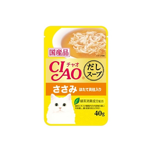 いなばペットフード CIAO チャオ だしスープ パウチ ささみ ほたて貝柱 (40g)