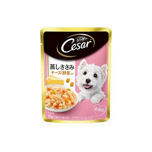 マースジャパン シーザー パウチ 成犬用 蒸しささみ チーズ・野菜入り ゼリータイプ (70g) ドッグフード