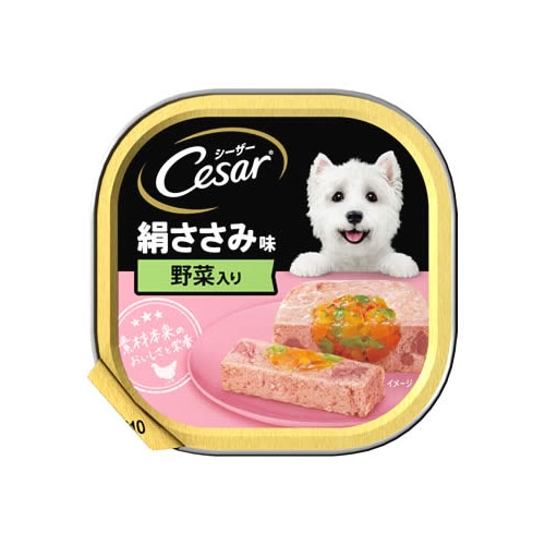 マースジャパン シーザー トレイ 成犬用 絹ささみ味 野菜入り (100g) ドッグフード ウェット