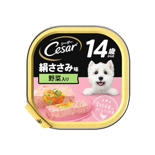 マースジャパン シーザー トレイ 14歳からの 絹ささみ味 野菜入り (100g) ドッグフード ウェット