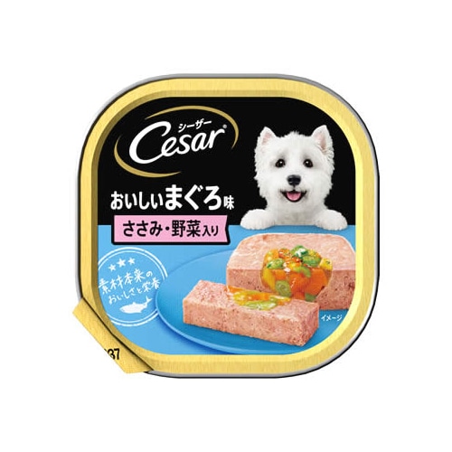 マースジャパン シーザー トレイ 成犬用 おいしいまぐろ味 ささみ・野菜入り (100g) ドッグフード ウェット