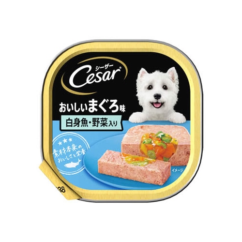マースジャパン シーザー トレイ 成犬用 おいしいまぐろ味 白身魚・野菜入り (100g) ドッグフード ウェット