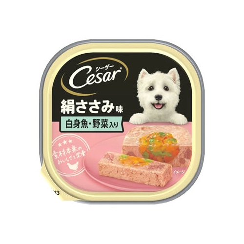 マースジャパン シーザー トレイ 成犬用 絹ささみ味 白身魚・野菜入り (100g) ドッグフード ウェット