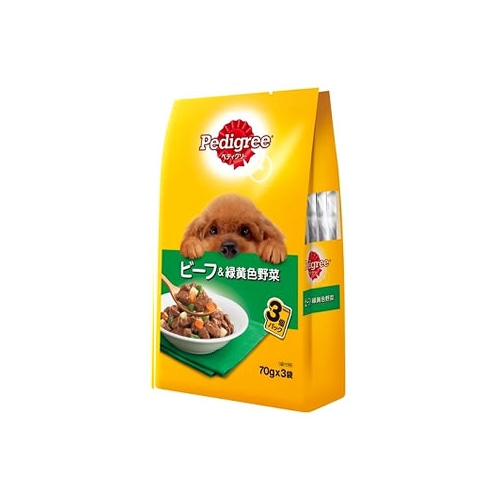 マースジャパン ペディグリー パウチ 成犬用 ビーフ&緑黄色野菜 3袋パック (70g×3袋) ドッグフード