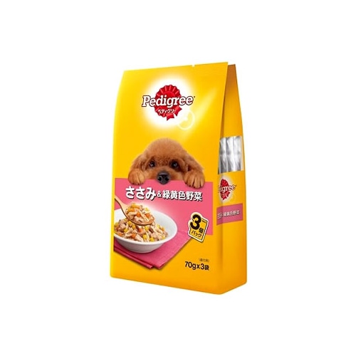 マースジャパン ペディグリー パウチ 成犬用 ささみ&緑黄色野菜 3袋パック (70g×3袋) ドッグフード