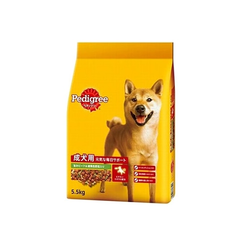 マースジャパン ペディグリー ドライ 成犬用 旨みビーフ&緑黄色野菜入り (5.5kg) ドッグフード
