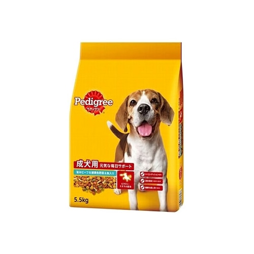 マースジャパン ペディグリー ドライ 成犬用 旨みビーフ&緑黄色野菜入り&魚入り (5.5kg) ドッグフード