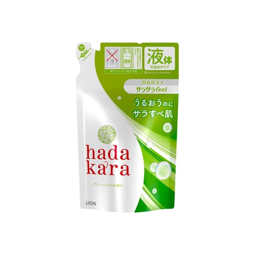 ライオン ハダカラ hadakara ボディソープ サラサラfeelタイプ グリーンシトラスの香り つめかえ用 (340mL) 詰め替え用 液体で出てくるタイプ