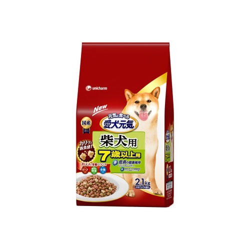 ユニチャーム　ペットケア　愛犬元気　柴犬用　7歳以上用　ビーフ・緑黄色野菜・小魚入り　(2.1kg)　ドライ　ドッグフード