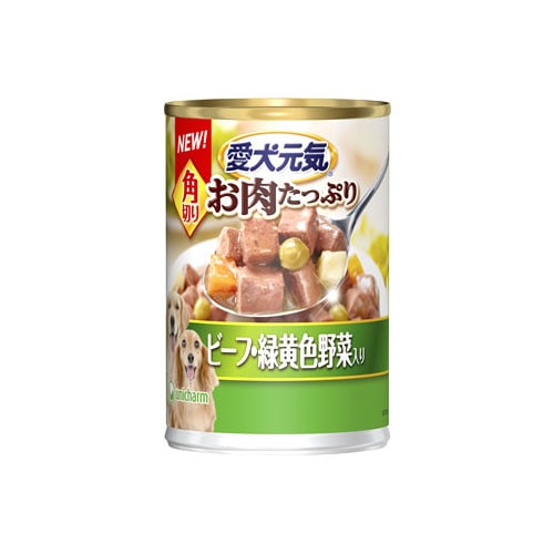 ユニチャーム ペットケア 愛犬元気 缶 角切り ビーフ・緑黄色野菜入り (375g) ウェット ドッグフード