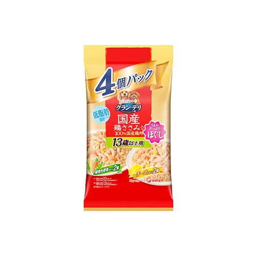 ユニチャーム ペットケア グラン・デリ 銀のさら パウチ ほぐし 13歳以上用 バラエティ 緑黄色野菜入り、緑黄色野菜・チーズ入り (80g×4袋) ドッグフード