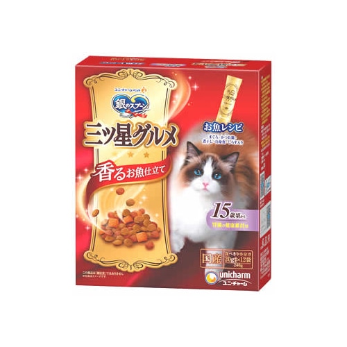 ユニチャーム ペットケア 銀のスプーン 三ツ星グルメ 香るお魚仕立て 15歳頃から お魚レシピ (240g) キャットフード ドライ