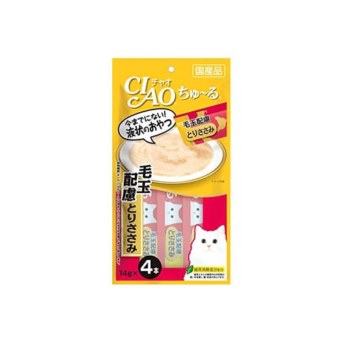 いなばペットフード　CIAO　チャオ　ちゅ?る　毛玉配慮　とりささみ　(14g×4本)　キャットフード