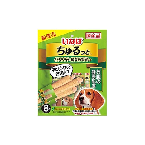いなばペットフード ちゅるっと とりささみ 緑黄色野菜入り お腹の健康配慮 (8本) ドッグフード おやつ