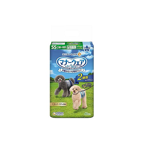 ユニチャーム ペットケア マナーウェア 男の子用 SSサイズ 超小~小型犬用 青チェック・紺チェック (48枚) オス 犬用紙おむつ