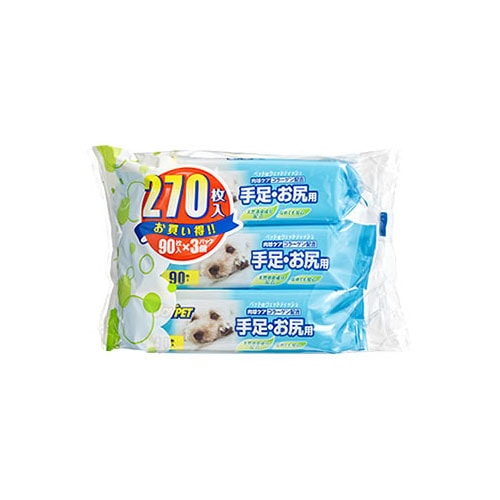 アースペット　ジョイペット　ウエットティッシュ　手足・お尻用　(90枚×3個パック)　ペット用ウェットティッシュ