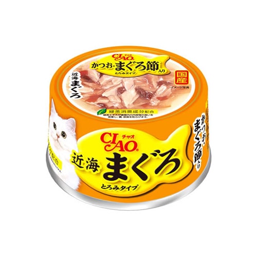 いなばペットフード　CIAO　チャオ　近海まぐろ　かつお・まぐろ節入り　(80g)　キャットフード　猫缶