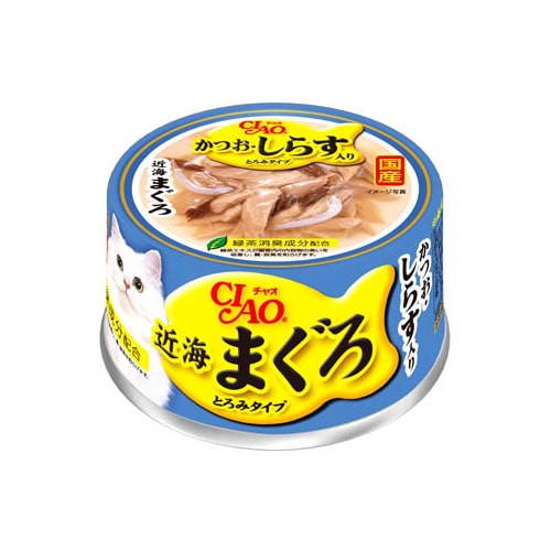 いなばペットフード　CIAO　チャオ　近海まぐろ　かつお・しらす入り　(80g)　キャットフード　猫缶