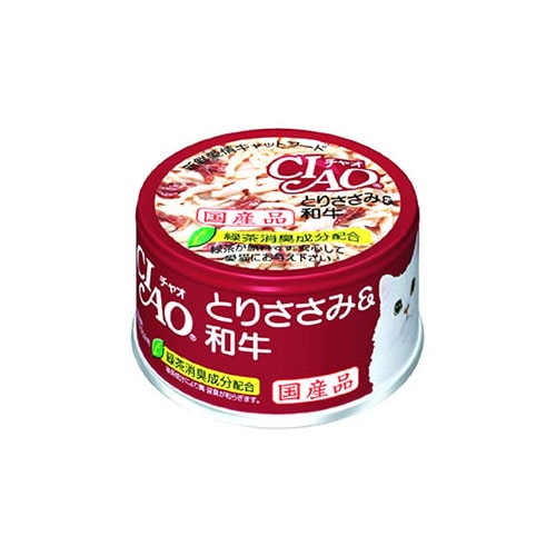 いなばペットフード CIAO チャオ ホワイティ とりささみ&和牛 (85g) キャットフード 猫缶
