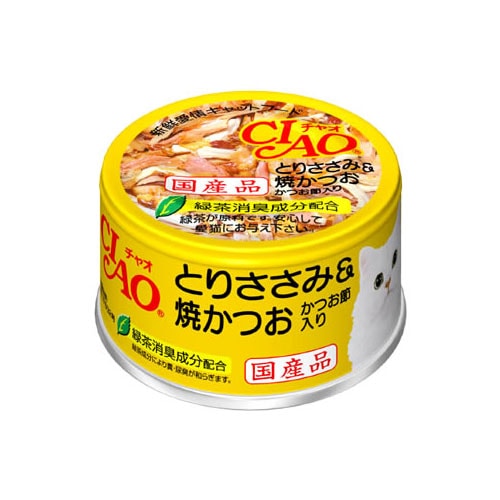 いなばペットフード CIAO チャオ ホワイティ とりささみ&焼かつお かつお節入り (85g) キャットフード 猫缶