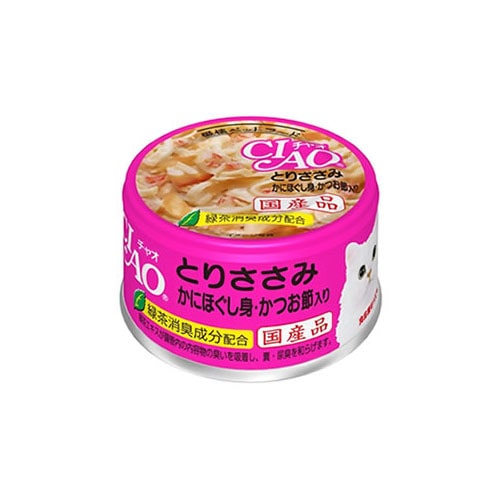 いなばペットフード　CIAO　チャオ　ホワイティ　とりささみ　かにほぐし身・かつお節入り　(85g)　キャットフード　猫缶