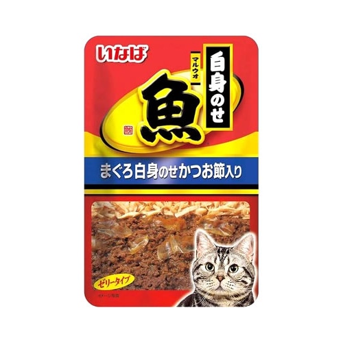 いなばペットフード マルウオ 白身のせパウチ まぐろ白身のせ かつお節入り (40g) キャットフード ウェット