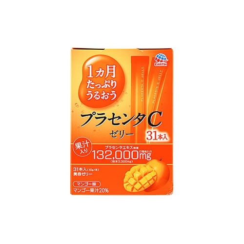 アース製薬　1ヵ月たっぷりうるおう　プラセンタCゼリー　マンゴー味　(10g×31本)　美容ゼリー　※軽減税率対象商品