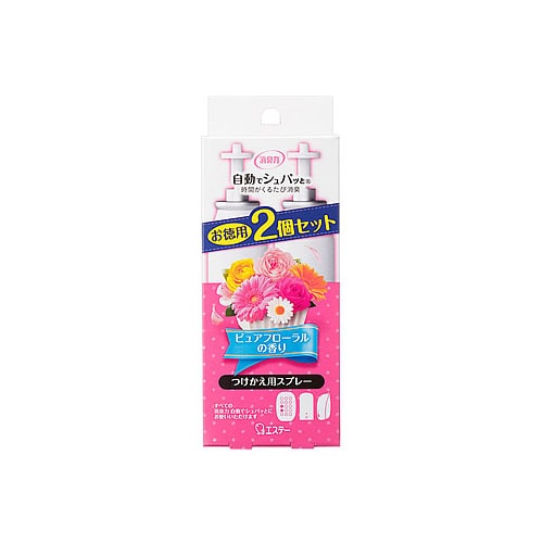 エステー　消臭力　自動でシュパッと　ピュアフローラルの香り　つけかえ用　(39mL×2個)　付け替え用　部屋用　消臭・芳香剤