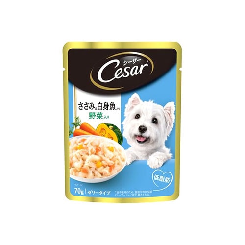 マースジャパン シーザー パウチ ささみ&白身魚入り 野菜入り ゼリータイプ (70g) 成犬用 ドッグフード