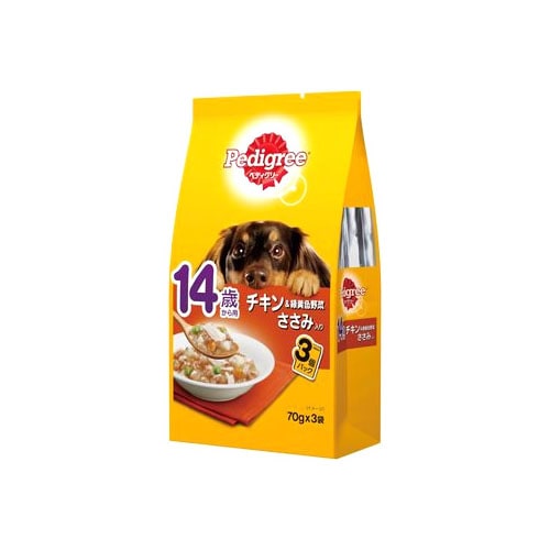マースジャパン ペディグリー パウチ 14歳から用 チキン&緑黄色野菜 ささみ入り (70g×3袋) ドッグフード