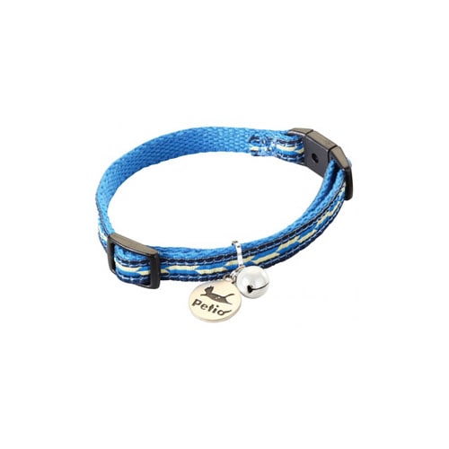 ペティオ 猫小町カラー 矢がすり ブルー (1個) 猫用 首輪 迷子札付 反射鈴付